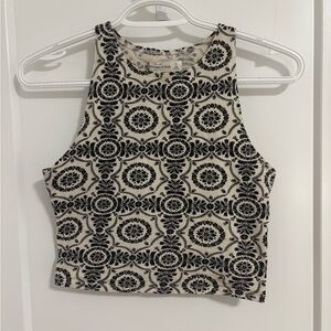Abercrombie & Fitch Black and Cream Crop Top